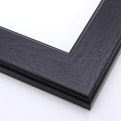 This simple, glossy frame features a curved outer edge and 45 degree inner lip.  The black wash highlights the natural, horizontal wood grain, except on the solid colour lip.

2.25 " width: ideal for large and extra large artworks.  The smooth face makes this frame ideal for a wide variety of photography, paintings and Giclée prints.