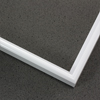 This metal picture frame has a smooth, Bright White with a curved profile.  

.375 " width: ideal for small, medium or large artworks. Easily frame photographs, thicker cloth or needlework art, or even Giclée canvas prints.