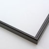 This simple metal picture frame has a black, high-shine finish, brush-textured drop edge and a curved profile.

.375 " width: ideal for small and medium artworks. Easily frame photographs, thicker cloth or needlework art, or even Giclée canvas prints.