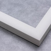 This simple, matte white frame features a thick curved profile.  The slope of the face makes this a simple but glamorous selection. A 1 " rabbet gives this frame a narrow shadow-box quality. 

1.25 "es width: ideal for medium-sized images.  Select an oil or watercolour painting, print, or black-dominant grayscale photograph.