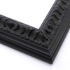 This deep, reverse profile frame features a bevelled outer edge and 45 degree inner lip, all in matte black.  Gentle distressing in the recessed of the relief design suggests an antique style, while the solid black suits modern artworks as well.

2.25 "es wide, 1.25 "es high: ideal for medium and large images.  The perfect border for  big photographs, watercolour paintings or prints.